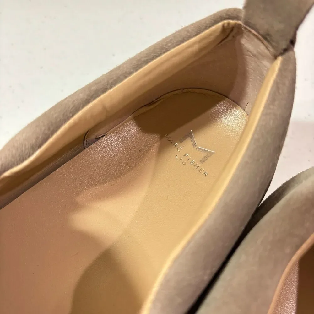 Marc Fisher Platform Slip On Suede Tan Womens Size 9.5 Leather Sneaker Comfort